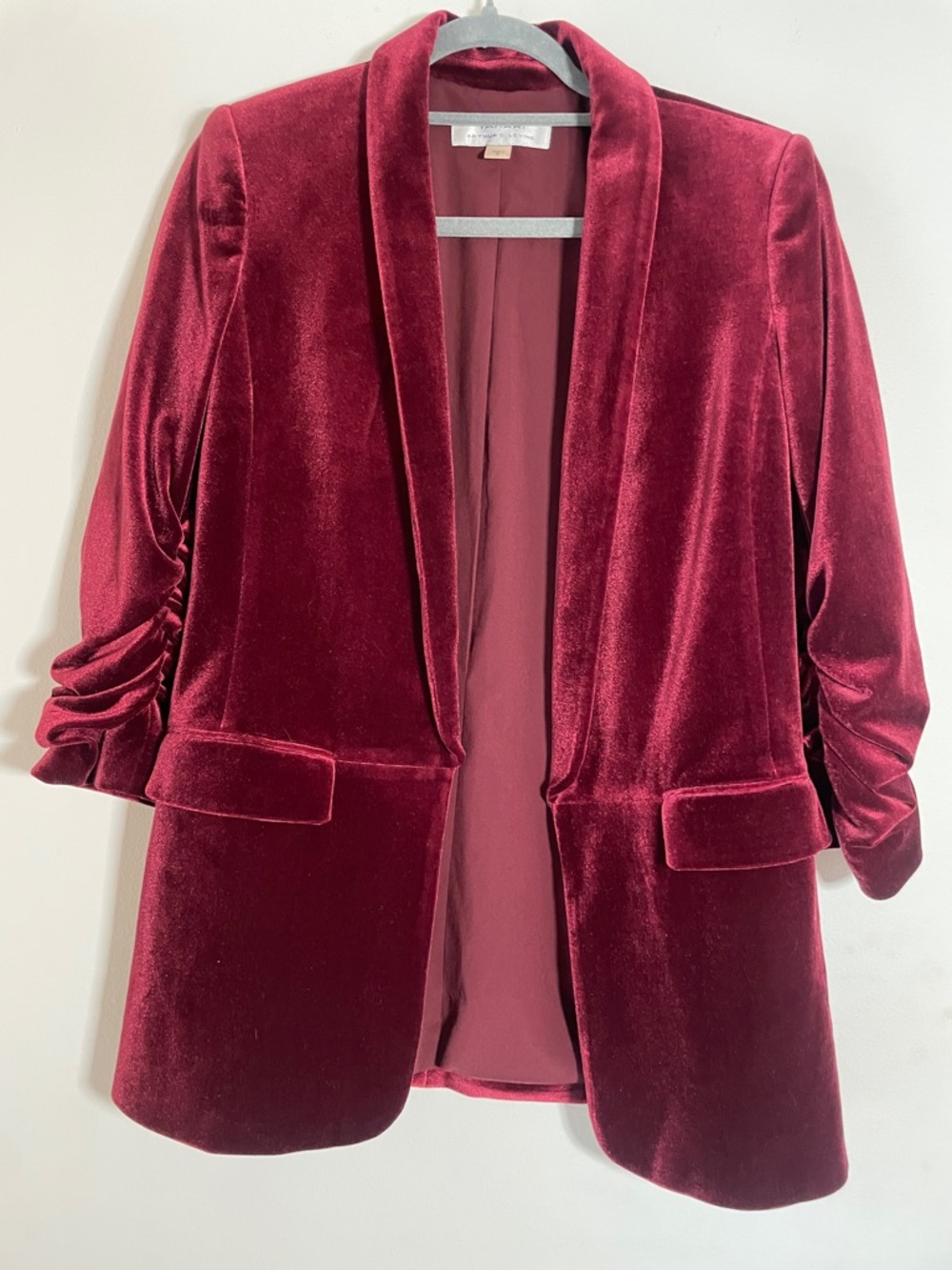 Women's Velvet Open-Front Blazer in Deep Wine